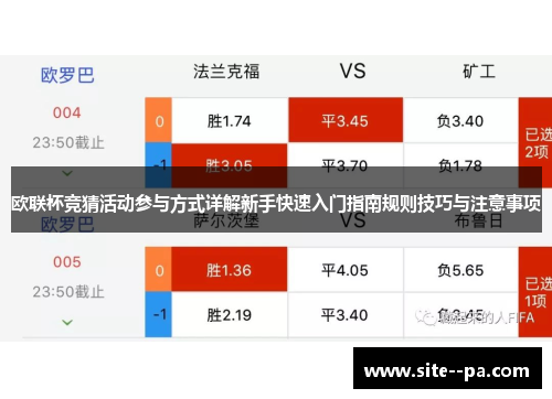 欧联杯竞猜活动参与方式详解新手快速入门指南规则技巧与注意事项