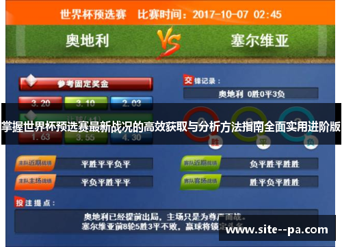 掌握世界杯预选赛最新战况的高效获取与分析方法指南全面实用进阶版
